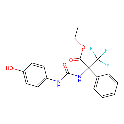 ethyl 3,3,3-trifluoro-2-[(4-hydroxyphenyl)carbamoylamino]-2-phenylpropanoate structure