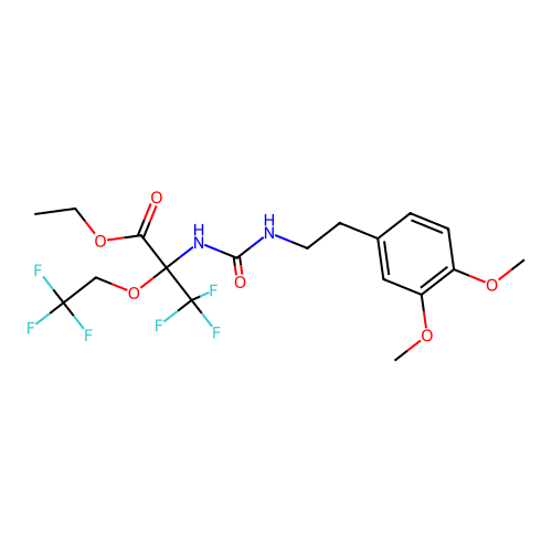 ethyl N-{[2-(3,4-dimethoxyphenyl)ethyl]carbamoyl}-3,3,3-trifluoro-2-(2,2,2-trifluoroethoxy)alaninate structure