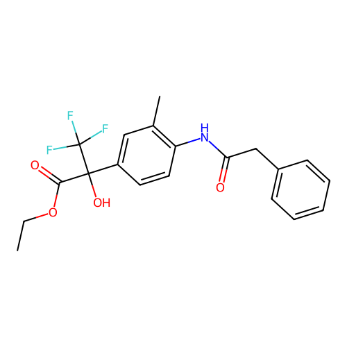 (R)-ethyl 3,3,3-trifluoro-2-hydroxy-2-(3-methyl-4-(2-phenylacetamido)phenyl)propanoate structure