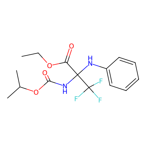 Ethyl 3,3,3-trifluoro-2-((isopropoxycarbonyl)amino)-2-(phenylamino)propanoate structure