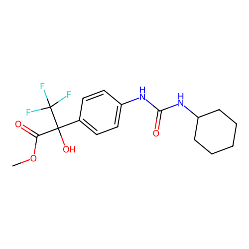 2-[4-(3-Cyclohexyl-ureido)-phenyl]-3,3,3-trifluoro-2-hydroxy-propionic acid methyl ester structure