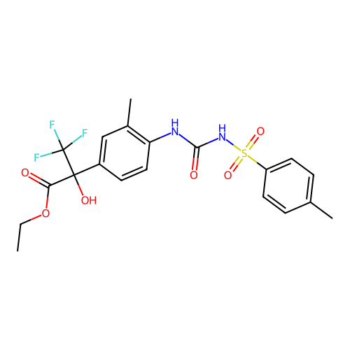 ethyl 3,3,3-trifluoro-2-hydroxy-2-[3-methyl-4-({[(4-methylphenyl)sulfonyl]carbamoyl}amino)phenyl]propanoate structure