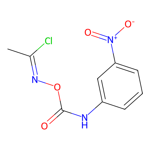 N-{[(3-nitrophenyl)carbamoyl]oxy}ethanimidoyl chloride structure