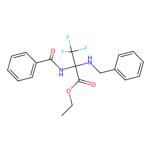 Ethyl 2-benzamido-2-(benzylamino)-3,3,3-trifluoropropanoate structure
