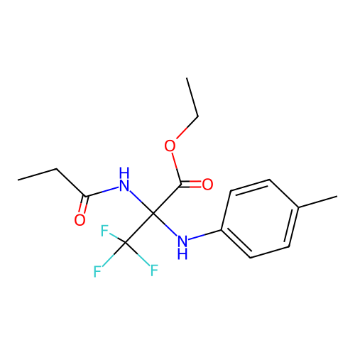 Ethyl 3,3,3-trifluoro-2-propionamido-2-(p-tolylamino)propanoate structure