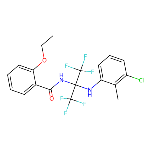 N-[2-(3-chloro-2-methylanilino)-1,1,1,3,3,3-hexafluoropropan-2-yl]-2-ethoxybenzamide structure