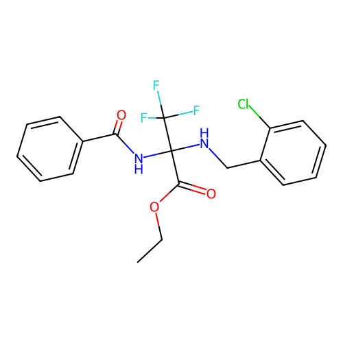 ethyl 2-[(2-chlorobenzyl)amino]-3,3,3-trifluoro-N-(phenylcarbonyl)alaninate structure