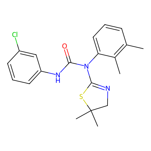 3-(3-chlorophenyl)-1-(2,3-dimethylphenyl)-1-(5,5-dimethyl-4H-1,3-thiazol-2-yl)urea structure