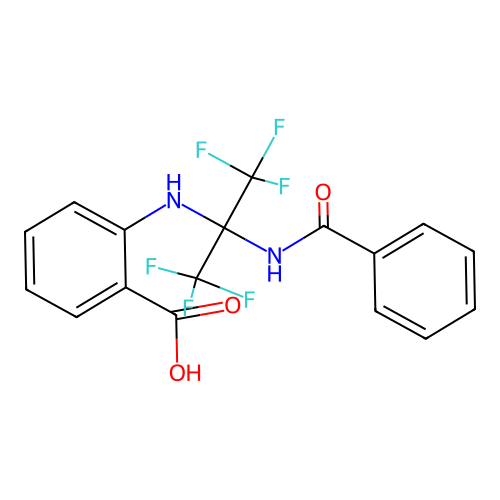 2-((2-Benzamido-1,1,1,3,3,3-hexafluoropropan-2-yl)amino)benzoic acid structure