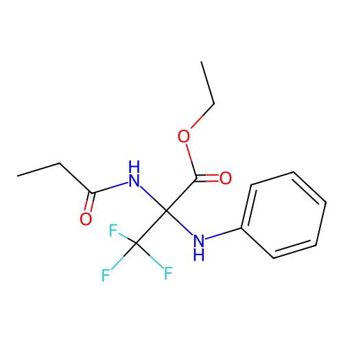 ethyl 3,3,3-trifluoro-2-(phenylamino)-N-propanoylalaninate structure