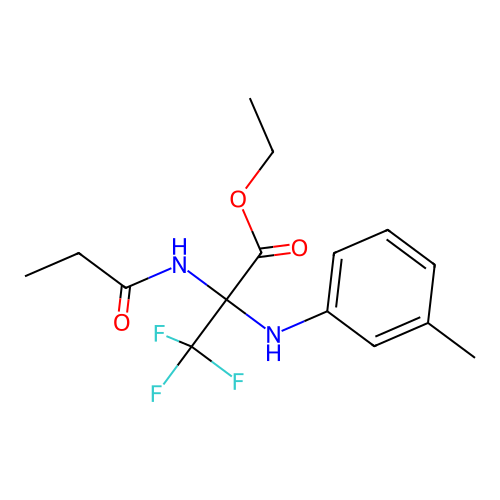Ethyl 3,3,3-trifluoro-2-propionamido-2-(m-tolylamino)propanoate structure