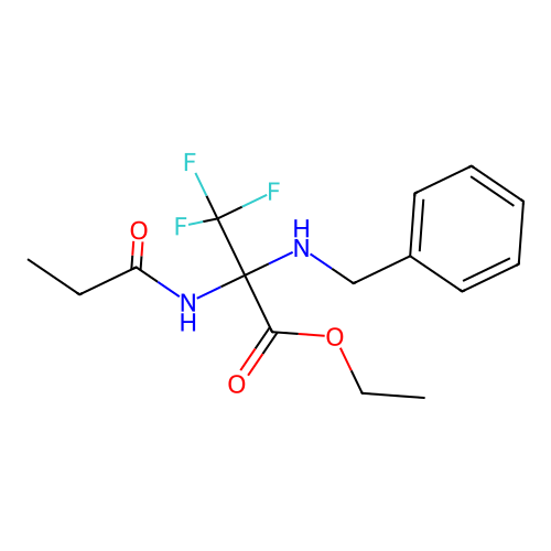 ethyl 2-(benzylamino)-3,3,3-trifluoro-N-propanoylalaninate structure