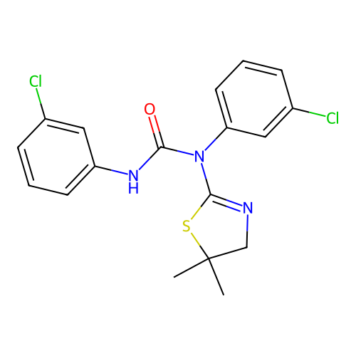 1,3-Bis(3-chlorophenyl)-1-(5,5-dimethyl-4,5-dihydro-1,3-thiazol-2-yl)urea structure