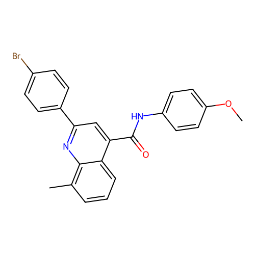 2-(4-bromophenyl)-N-(4-methoxyphenyl)-8-methylquinoline-4-carboxamide structure