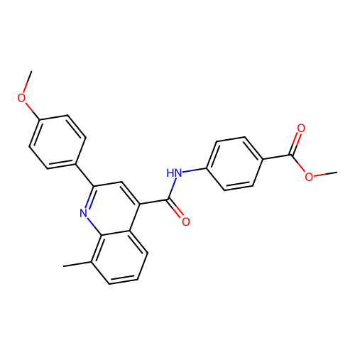 Methyl 4-{[2-(4-methoxyphenyl)-8-methyl-4-quinolyl]carbonylamino}benzoate structure