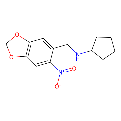 N-[(6-nitro-1,3-benzodioxol-5-yl)methyl]cyclopentanamine structure
