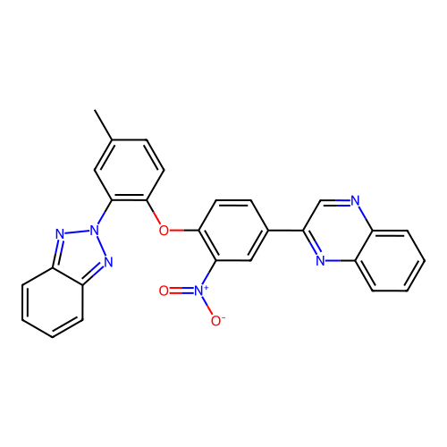 2-{4-[2-(2H-benzotriazol-2-yl)-4-methylphenoxy]-3-nitrophenyl}quinoxaline structure