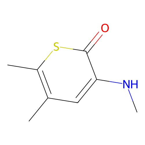 5,6-dimethyl-3-(methylamino)-2H-thiopyran-2-one structure