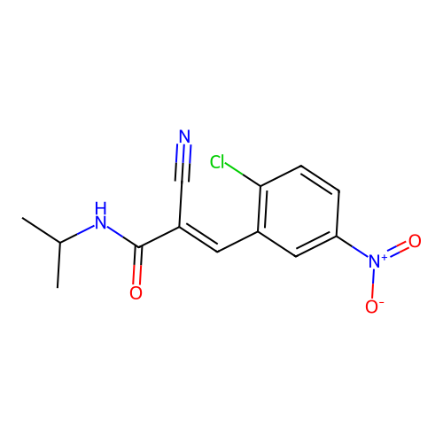 (E)-3-(2-chloro-5-nitrophenyl)-2-cyano-N-propan-2-ylprop-2-enamide structure