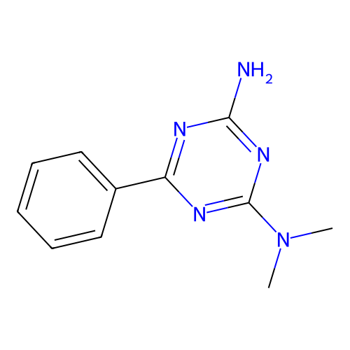 2-Phenyl-4-amino-6-dimethylamino-s-triazine structure