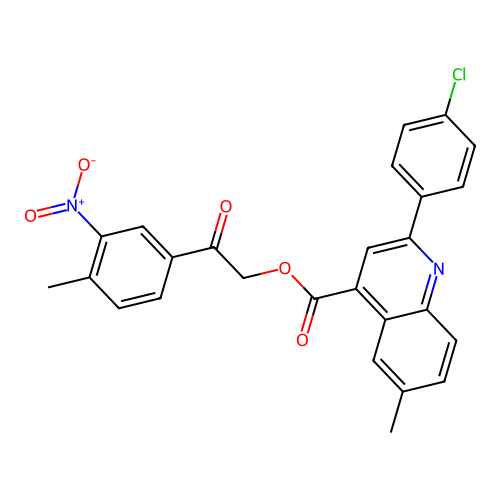 2-(4-methyl-3-nitrophenyl)-2-oxoethyl 2-(4-chlorophenyl)-6-methylquinoline-4-carboxylate structure