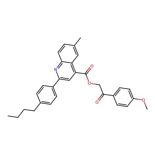 2-(4-Methoxyphenyl)-2-oxoethyl 2-(4-butylphenyl)-6-methylquinoline-4-carboxylate structure
