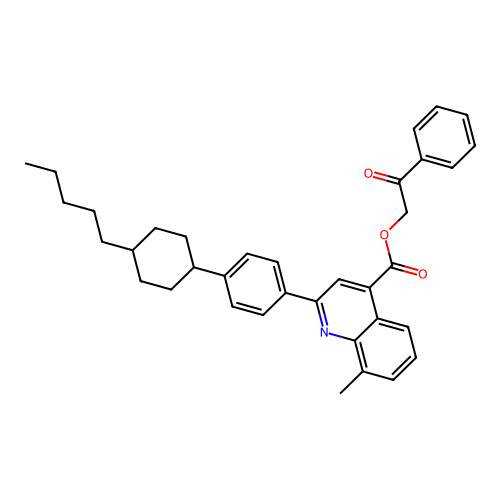 Phenacyl 8-methyl-2-[4-(4-pentylcyclohexyl)phenyl]quinoline-4-carboxylate structure