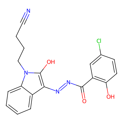 (Z)-5-chloro-N'-(1-(3-cyanopropyl)-2-oxoindolin-3-ylidene)-2-hydroxybenzohydrazide structure