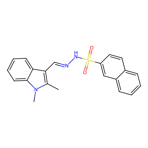 N-[(E)-(1,2-dimethylindol-3-yl)methylideneamino]naphthalene-2-sulfonamide structure
