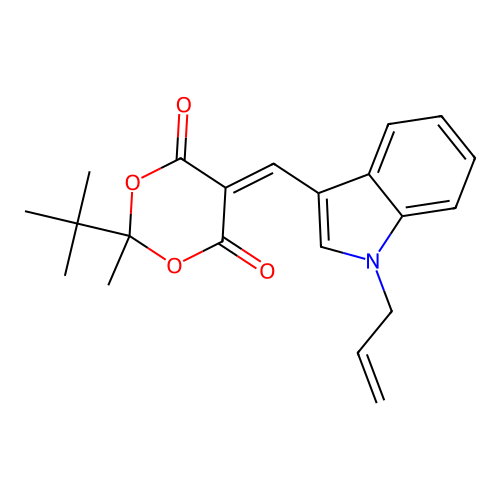 2-(tert-butyl)-2-methyl-5-[(1-prop-2-enylindol-3-yl)methylene]-1,3-dioxane-4,6 -dione structure