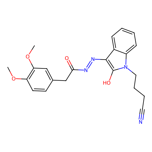 (Z)-N'-(1-(3-cyanopropyl)-2-oxoindolin-3-ylidene)-2-(3,4-dimethoxyphenyl)acetohydrazide structure