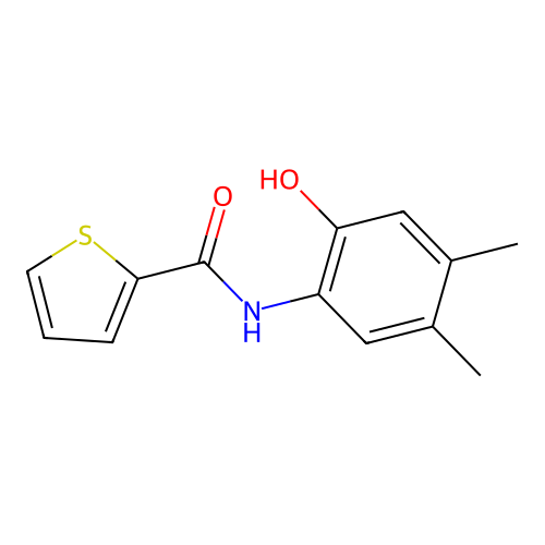 N-(2-hydroxy-4,5-dimethylphenyl)thiophene-2-carboxamide structure