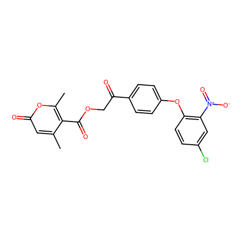 2-[4-(4-chloro-2-nitrophenoxy)phenyl]-2-oxoethyl 4,6-dimethyl-2-oxo-2H-pyran-5-carboxylate structure
