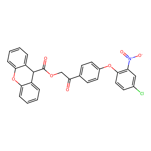 2-[4-(4-chloro-2-nitrophenoxy)phenyl]-2-oxoethyl 9H-xanthene-9-carboxylate structure