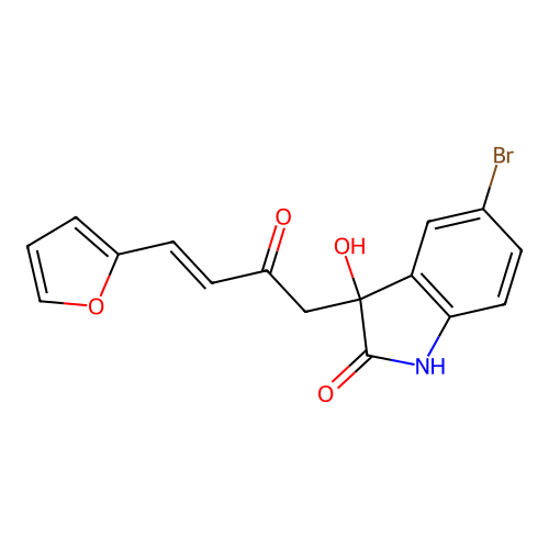 5-bromo-3-[(E)-4-(furan-2-yl)-2-oxobut-3-enyl]-3-hydroxy-1H-indol-2-one structure