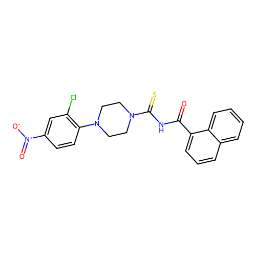 N-{[4-(2-chloro-4-nitrophenyl)piperazin-1-yl]carbonothioyl}naphthalene-1-carboxamide structure