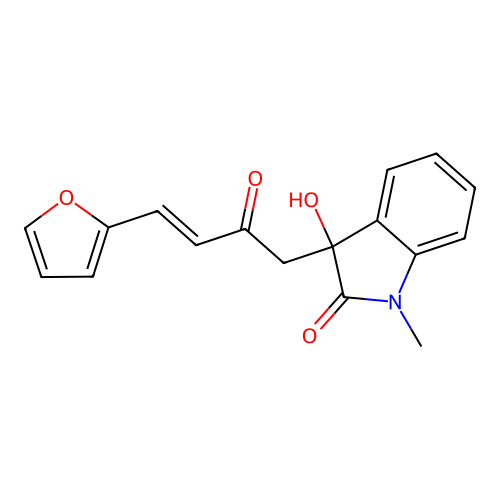 3-[(E)-4-(furan-2-yl)-2-oxobut-3-enyl]-3-hydroxy-1-methylindol-2-one structure