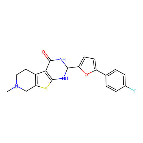 2-[5-(4-fluorophenyl)-2-furyl]-7-methyl-1,2,5,6,7,8-hexahydropyrido[4',3':4,5]thieno[2,3-d]pyrimidin-4-ol structure
