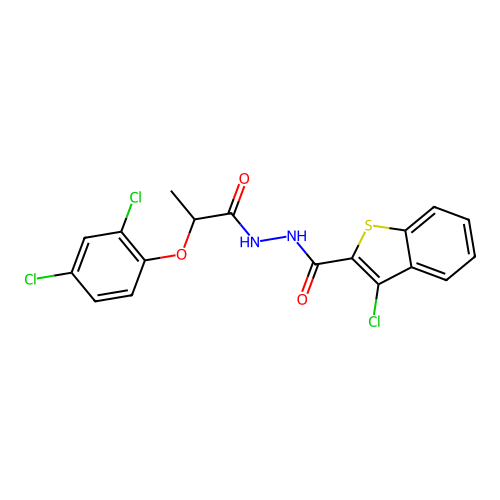 3-chloro-N'-[2-(2,4-dichlorophenoxy)propanoyl]-1-benzothiophene-2-carbohydrazide structure