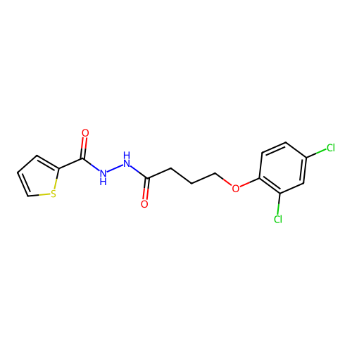 N'-[4-(2,4-dichlorophenoxy)butanoyl]thiophene-2-carbohydrazide structure
