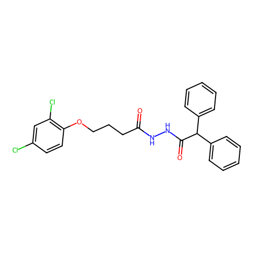 4-(2,4-dichlorophenoxy)-N'-(diphenylacetyl)butanohydrazide structure