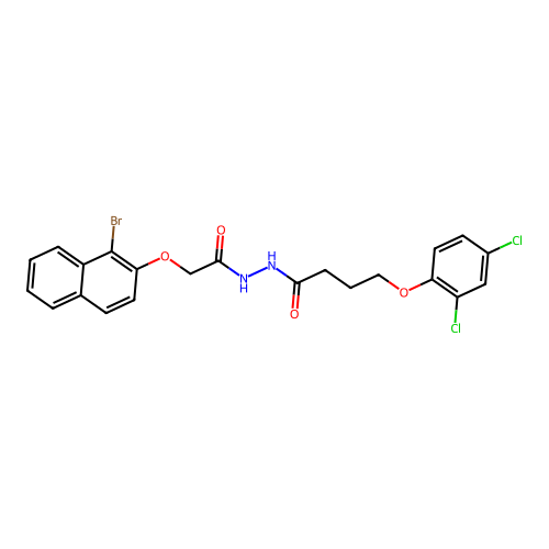 N'-{[(1-bromonaphthalen-2-yl)oxy]acetyl}-4-(2,4-dichlorophenoxy)butanehydrazide structure