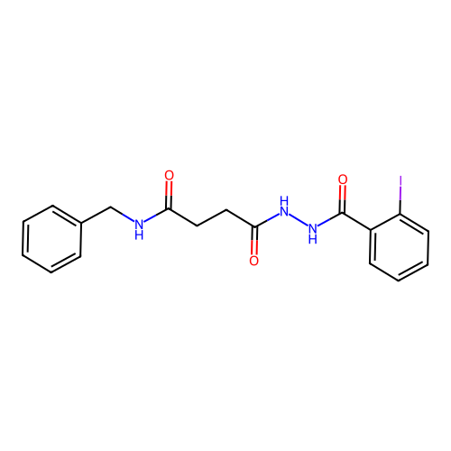 N-benzyl-4-{2-[(2-iodophenyl)carbonyl]hydrazinyl}-4-oxobutanamide structure