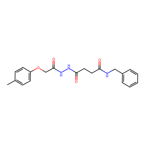N-benzyl-4-{2-[(4-methylphenoxy)acetyl]hydrazino}-4-oxobutanamide structure