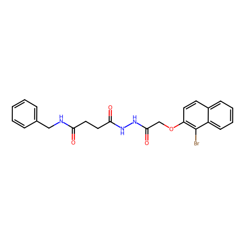 N-benzyl-4-(2-{[(1-bromo-2-naphthyl)oxy]acetyl}hydrazino)-4-oxobutanamide structure