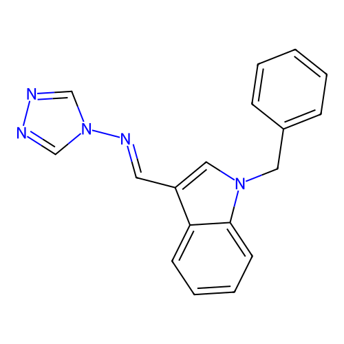 N-[(1-benzyl-1H-indol-3-yl)methylene]-4H-1,2,4-triazol-4-amine structure