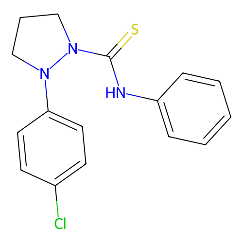 2-(4-chlorophenyl)-N-phenylpyrazolidine-1-carbothioamide structure