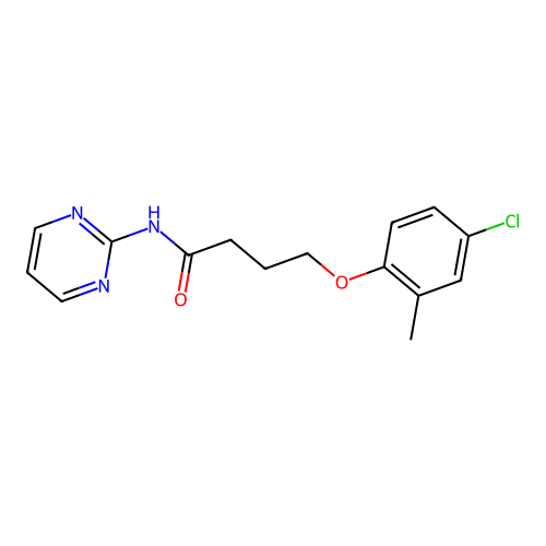 4-(4-chloro-2-methylphenoxy)-N-(pyrimidin-2-yl)butanamide structure