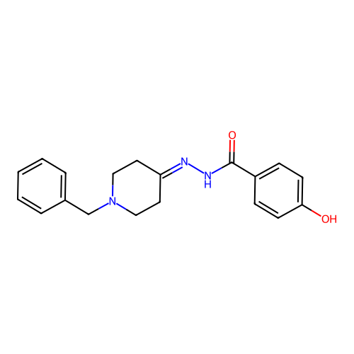 N'-(1-benzylpiperidin-4-ylidene)-4-hydroxybenzohydrazide structure