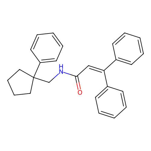 3,3-diphenyl-N-[(1-phenylcyclopentyl)methyl]prop-2-enamide structure